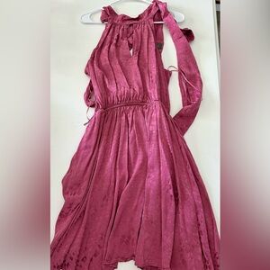 Anthropologie dress pink jacquard, size XL